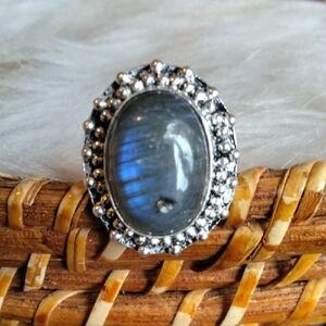 Flashy labradorite Silver Plated Gemstone Ring